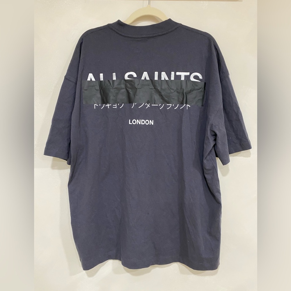 All Saints Redact Oversized Embroidered Logo T-Shirt XL - Picture 4 of 10